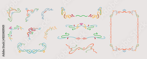 Line element object border frame with nouveau and art deco style