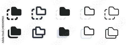folder selection and multiple folder icons set for file management ui app design