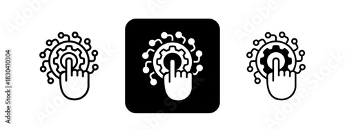 Digitalization  Solid color and black line drawing vector illustration set