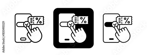 Online Reservation  Solid color and black line drawing vector illustration set