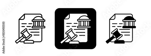 Legislature  Solid color and black line drawing vector illustration set