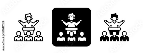 Senator  Solid color and black line drawing vector illustration set