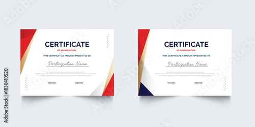 Set of geometric business Certificate of appreciation template frame border premium design. Certificate of Appreciation for business and education premium design.