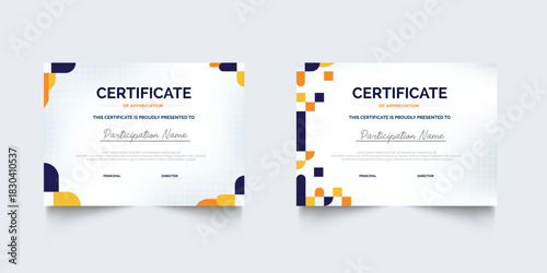 Set of geometric business Certificate of appreciation template frame border premium design. Certificate of Appreciation for business and education premium design.