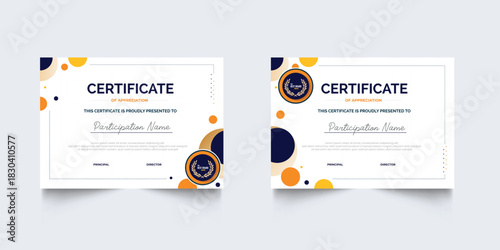 Set of geometric business Certificate of appreciation template frame border premium design. Certificate of Appreciation for business and education premium design.