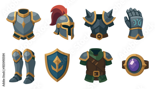 Medieval knight armor illustration