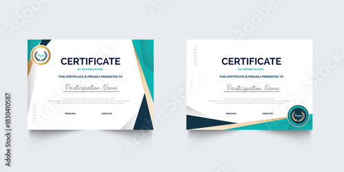 Set of geometric business Certificate of appreciation template frame border premium design. Certificate of Appreciation for business and education premium design.