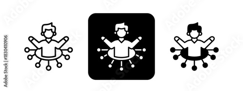 Influence  Solid color and black line drawing vector illustration set