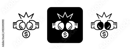 Rivalry  Solid color and black line drawing vector illustration set