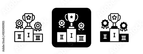 Competitive  Solid color and black line drawing vector illustration set