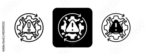 Inefficiency  Solid color and black line drawing vector illustration set