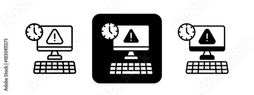 Outdated  Solid color and black line drawing vector illustration set