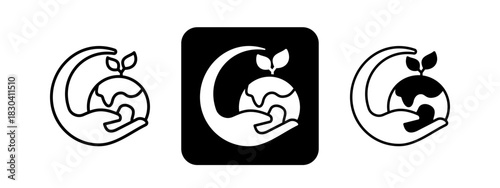 Environmental Issues  Solid color and black line drawing vector illustration set