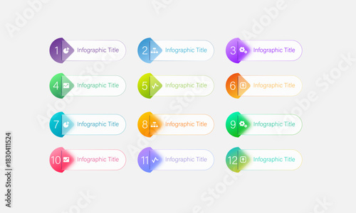 Vector Infographic label design template with icons and 12 options or steps. Can be used for process diagram, presentations, workflow layout, banner, flow chart, info graph