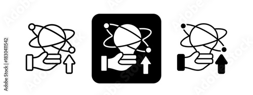 Innovation  Solid color and black line drawing vector illustration set