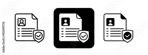 Authenticity  Solid color and black line drawing vector illustration set