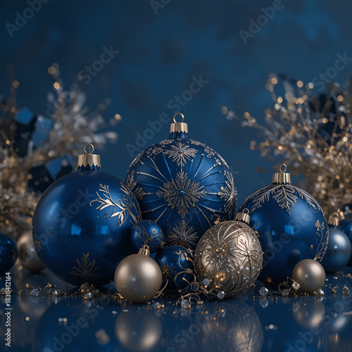Christmas Tree Shape with Blue Decorative Baubles