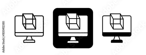 Simulation  Solid color and black line drawing vector illustration set