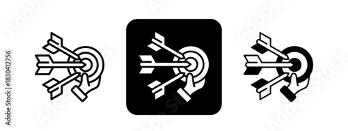 Unified Strength  Solid color and black line drawing vector illustration set