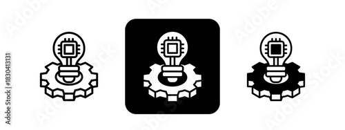 Innovation  Solid color and black line drawing vector illustration set