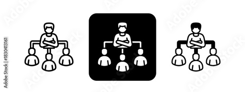 Organization  Solid color and black line drawing vector illustration set