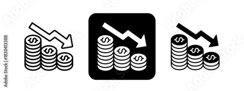 Emission  Solid color and black line drawing vector illustration set