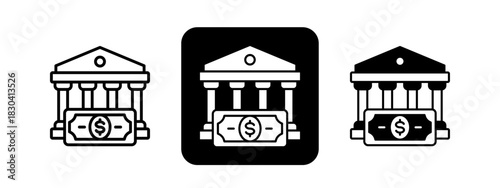 Governance  Solid color and black line drawing vector illustration set