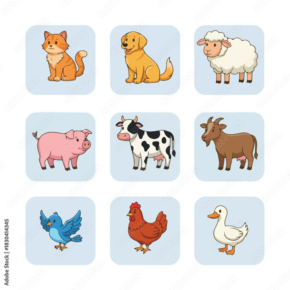 Obraz premium Animal Icon Set vector Illustration