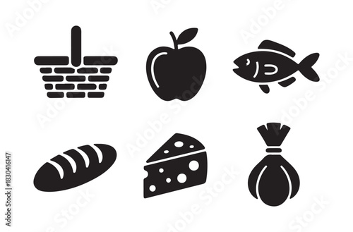 Kitchen Silhouette Vector Icons | Cutting Board, Chef Knife, Cooking Pot, Spoon, Oven Mitt, Timer | EPS Minimal Cooking Icons