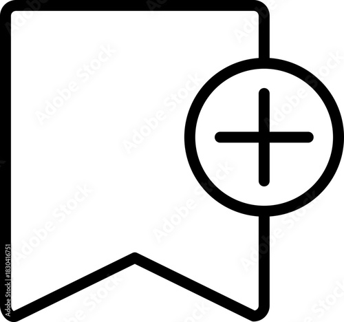Add Bookmark Line Vector Icon with Plus Symbol