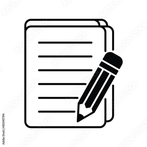Document and Pencil Icon - Writing, Edit & Note Taking