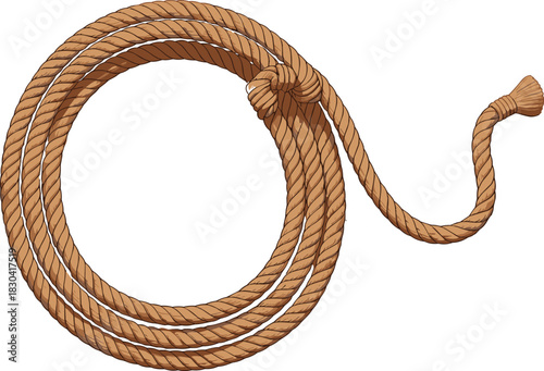 Coiled rope vector, knot illustration, hemp cord drawing, nautical design, sailing equipment, climbing tool, rustic rope, craft supply, marine art, survival gear