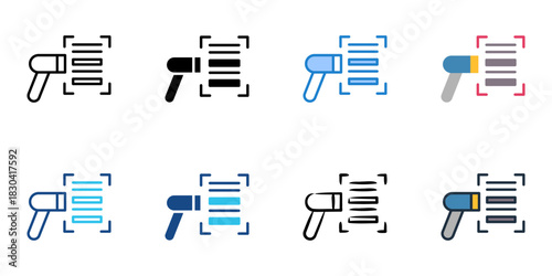 Barcode scanning icon set multiple style vector collection 
