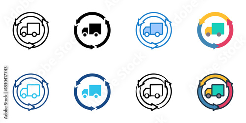 Reverse logistics icon set multiple style vector collection 

