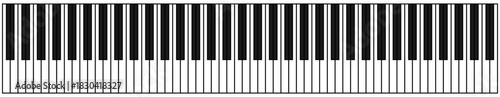 Piano keyboard with black and white keys. Classic piano keyboard with 6 octaves. Grand piano or MIDI keys in top view. Vector
