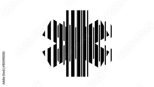 striped medical star, black isolated silhouette