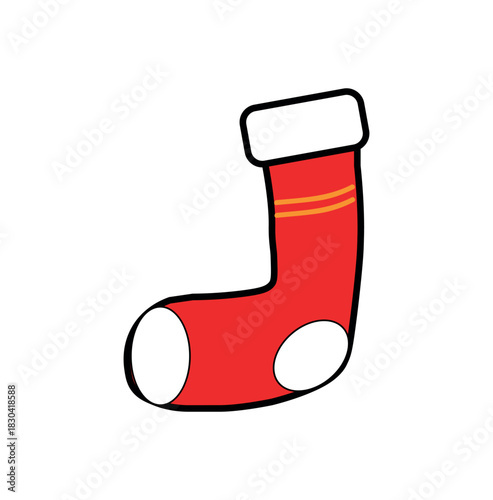 red christmas sock vector illustration
