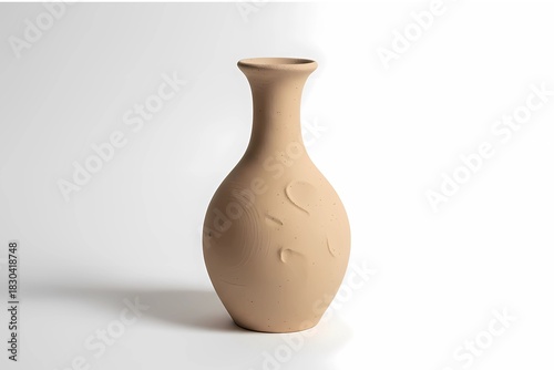 Handcrafted Ceramic Vase on Clean White Background