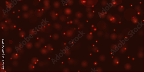 Deep red Bokeh Lights Abstract Background with Glowing Particles