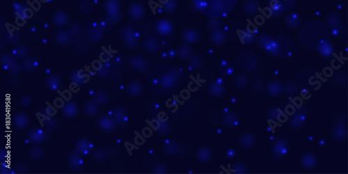 Deep blue Bokeh Lights Abstract Background with Glowing Particles