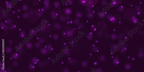Deep Violet Bokeh Lights Abstract Background with Glowing Particles