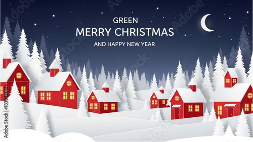 Festive Village Scene for Christmas and New Year Celebrations