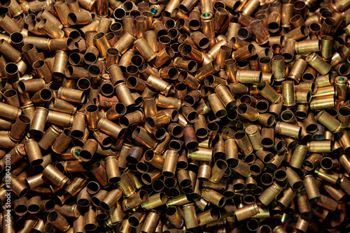 Lots of spent pistol casings