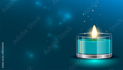decorative tea candle flame with glass holder background
