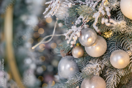white and silver layers on the Christmas tree