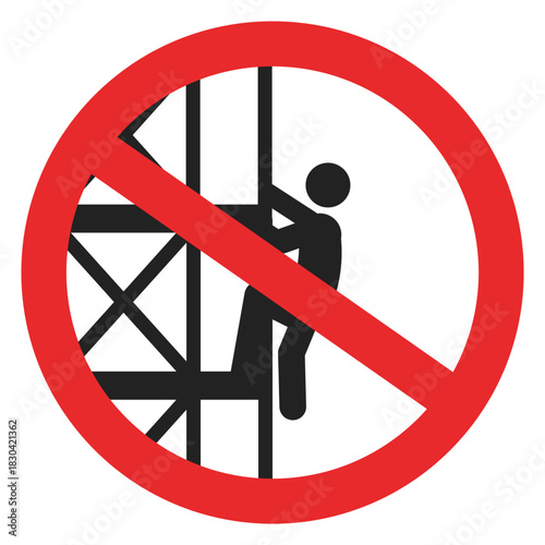 Isolated illustration silhouette forbidden sign do not climb the tower