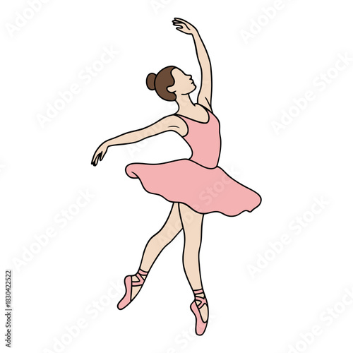 Ballerina dancing gracefully in pink tutu with ballet shoes  