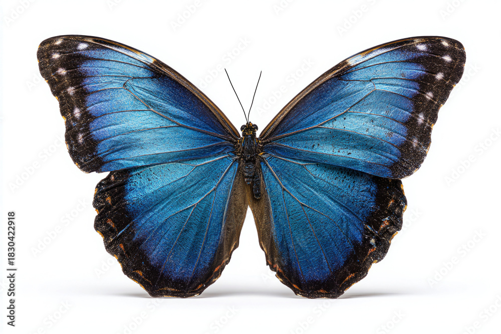 Obraz premium Blue Morpho Butterfly isolated solid background
