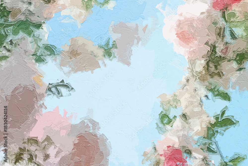 Naklejka premium Various oil paintings, flowers, roses, peonies, ocean sailboats, flying swallows, Paisley