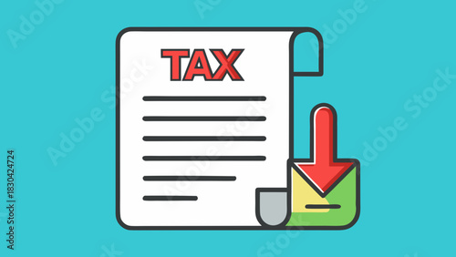 A Tax Document with a Download Icon Illustrating a Rate
